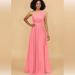 Pink Asymmetrical Ruched Prom Dress